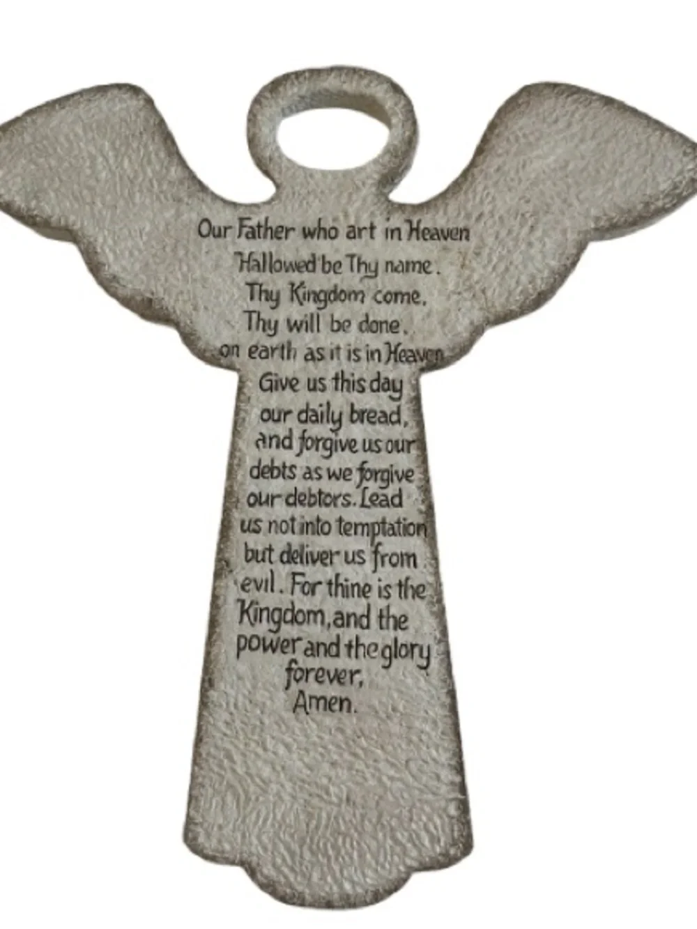 caffco Cross Angel Wall Plaque with Lord's Prayer Neutral Stone Tone Wall Decor